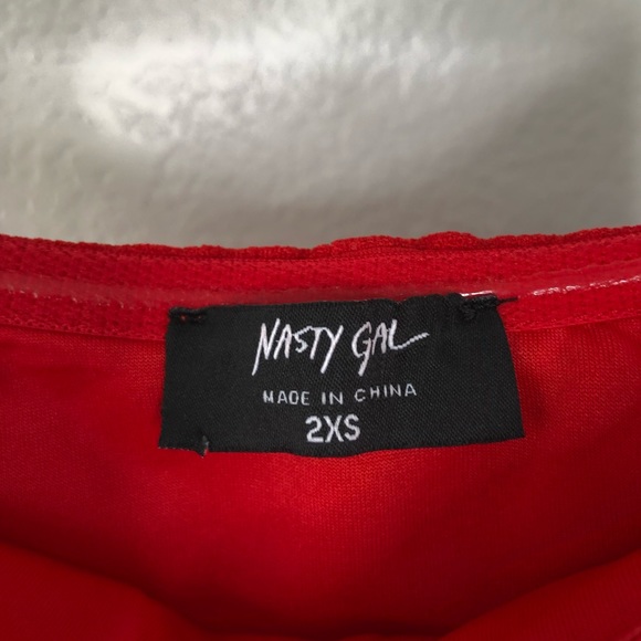 Nasty Gal Red Strapless OTS Cape Mini Dress - Picture 4 of 4